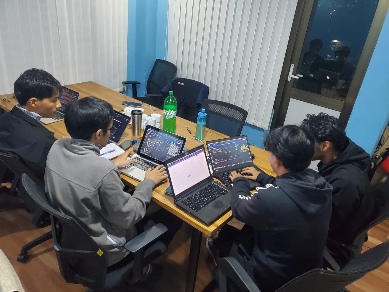 Students collaborating at an event